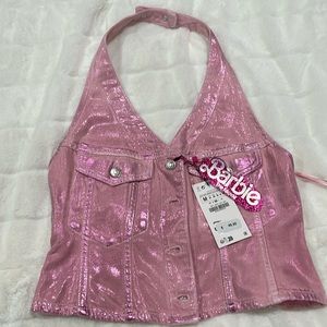 Zara Barbie pink denim top